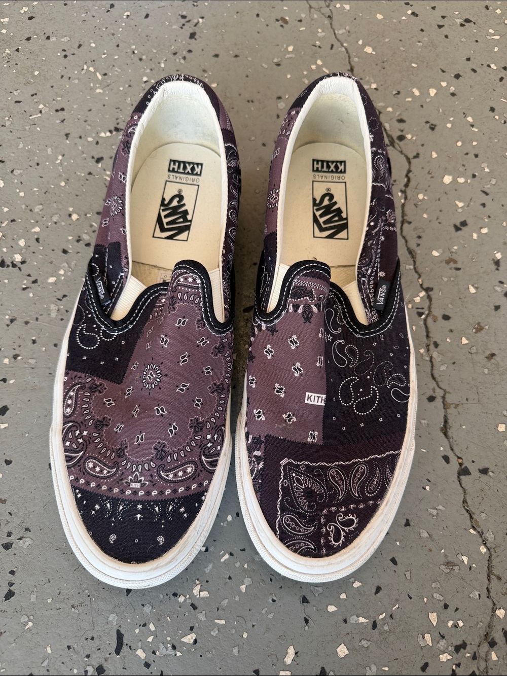 Kith Patchwork Bandana Slip-On Sneakers - Purple/Black